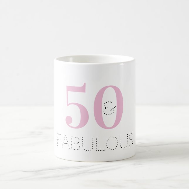 50 och fantastisk Rosa Black Typography Birthday M Kaffemugg (Center)