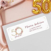 50 och fantastisk Rosa Blommig Guld Foto Födelseda