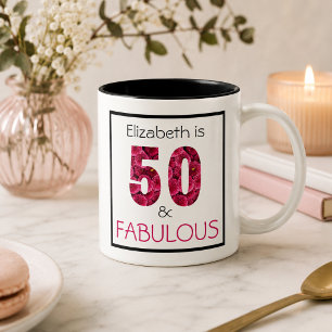 50 och fantastisk Rosa Blommig Personlig Kaffemugg