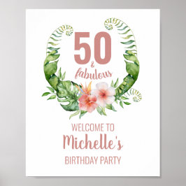 50 och fantastisk rosa elegant födelsedagsfest poster