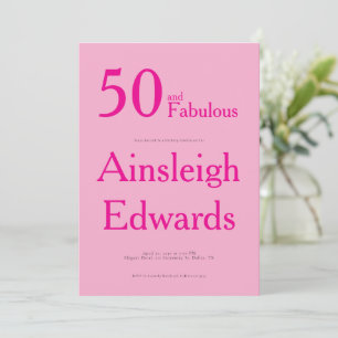 50 och fantastisk rosa femtioårsfest inbjudningar
