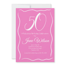 50 och fantastisk rosa födelsedagsinbjudan