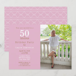 50 och fantastisk rosa foto 50-årsfest inbjudningar