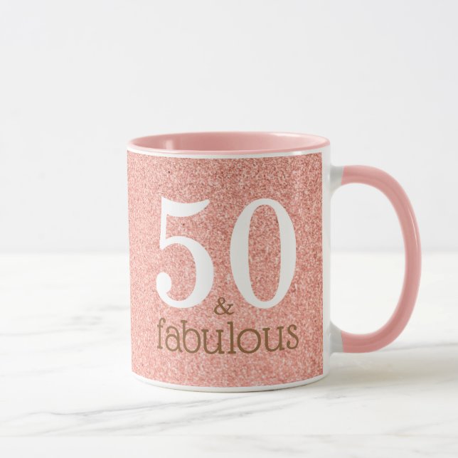 50 och fantastisk rosa guld 50-årsdag rosa mugg (Höger)