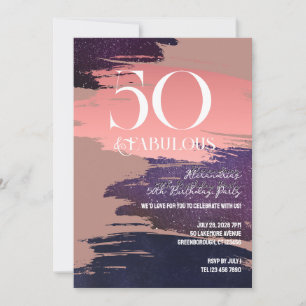 50 och fantastisk Rosa Guld Abstrakt 50-årsdag Inbjudningar