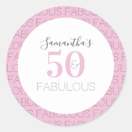 50 och fantastisk Rosa Modern 50:e födelsedagen Runt Klistermärke