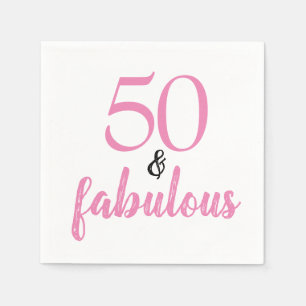 50 och fantastisk rosa och svart födelsedag pappersservett