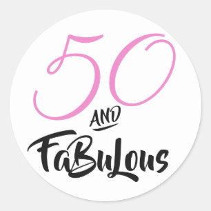 50 och fantastisk Rosa Personlig Födelsedagsfest Runt Klistermärke
