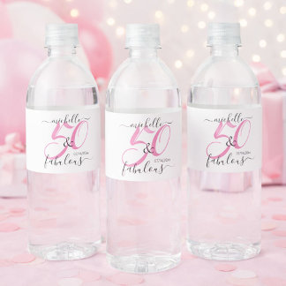 50 och fantastisk Rosa Personlig Födelsedagsfest Vattenflaska Etikett