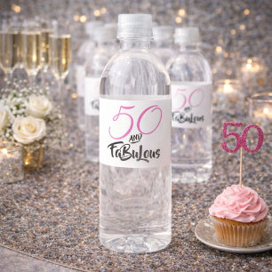 50 och fantastisk Rosa Personlig Födelsedagsfest Vattenflaskor Etikett