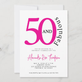 50 och fantastisk Rosa Skript 50-årsfest Inbjudningar