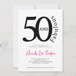 50 och fantastisk Rosa Skript 50-årsfest Inbjudningar