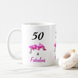 50 och fantastisk rosa stolt över att vara 50 foto kaffemugg