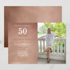 50 och fantastisk roséguld 50-års födelsedagsinbju inbjudningar