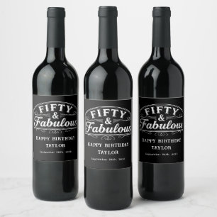 50 och fantastisk rustik skrift & elegant linjekon vinflaska etikett