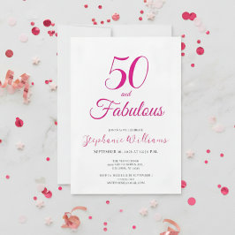 50 och fantastisk skrift Rosa 50-årsfest Inbjudningar