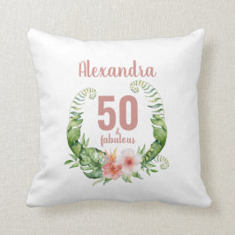 50 och fantastisk snyggt för rosa-skript kudde