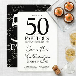 50 och fantastisk svart | 50-årsjubileum elegant inbjudningar