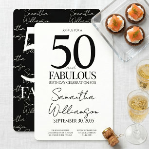 50 och fantastisk svart 50-årsjubileum elegant inbjudningar