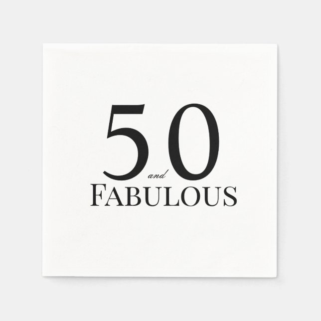 50 och fantastisk svart födelsedagsfest pappersservett (Framsidan)