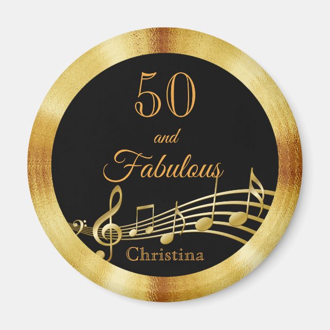50 och fantastisk svart guld musik noter namn magnet (Framsidan)