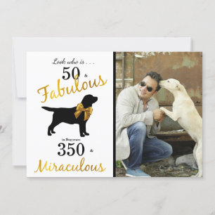 50 och fantastisk - Svart Labrador - Guld Hundår Inbjudningar