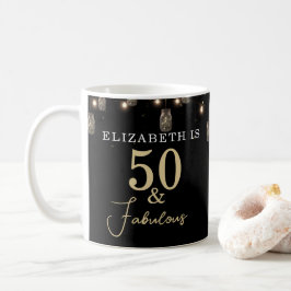 50 och fantastisk svart med strängljus kaffemugg