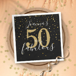 50 och fantastisk svart och guld 50-årsdag pappersservett