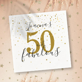 50 och fantastisk svart och guld 50-årsdag pappersservett