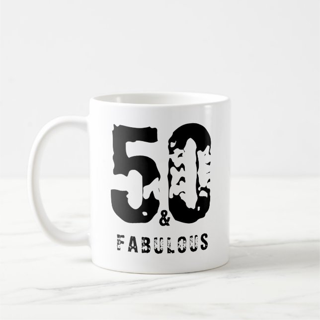 50 och fantastiska anpassade namn vita svarta mode kaffemugg (Vänster)