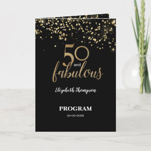 50 och fantastiska Birthday Black guld-konetti Program