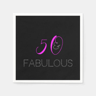 50 och fantastiska | Chic Shock rosa Black Birthda Pappersservett