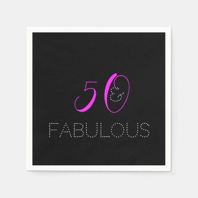 50 och fantastiska | Chic Shock rosa Black Birthda Pappersservett (Framsidan)