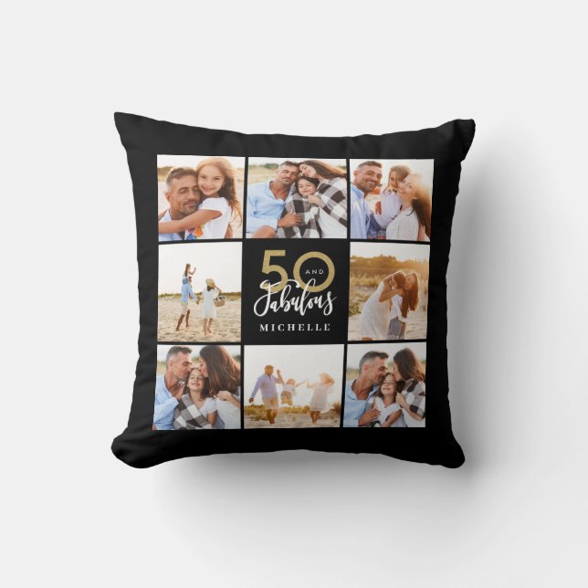 50 och fantastiska färgfoto på guld  kudde (Framsida)