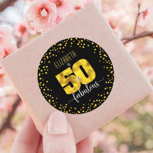 50 och fantastiska födelsedag chic guld-folie svar runt klistermärke