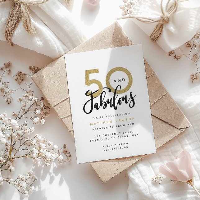 50 och fantastiska födelsedagsfest inbjudan (Skapare uppladdad)