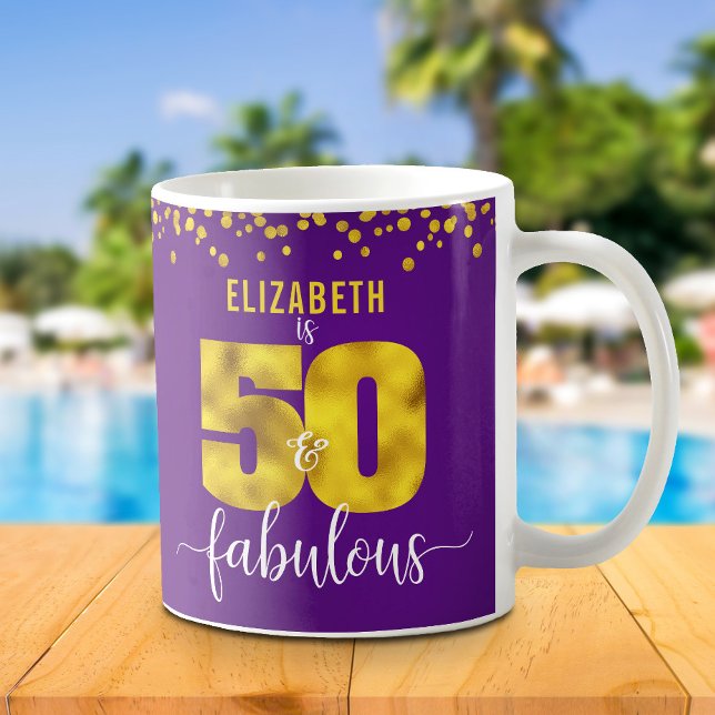 50 och fantastiska födelsedagskalendrar på folie a kaffemugg (Skapare uppladdad)