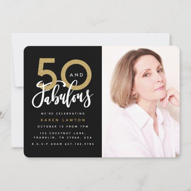 50 och fantastiska fotoinbjudan till födelsedagsfe inbjudningar (Framsida)