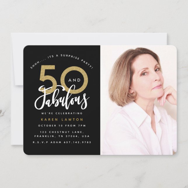 50 och fantastiska fotoinbjudan till födelsedagsfe inbjudningar (Framsida)