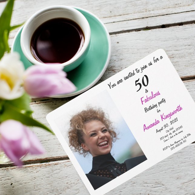 50 och fantastiska fotoinvit för rosa och svart el inbjudningar (Skapare uppladdad)