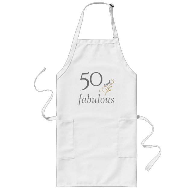 50 och fantastiska Grått & Guld 50:e födelsedagen Långt Förkläde (Framsidan)