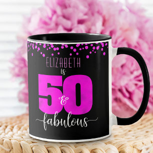 50 och fantastiska svarta shock rosa födelsedag mugg