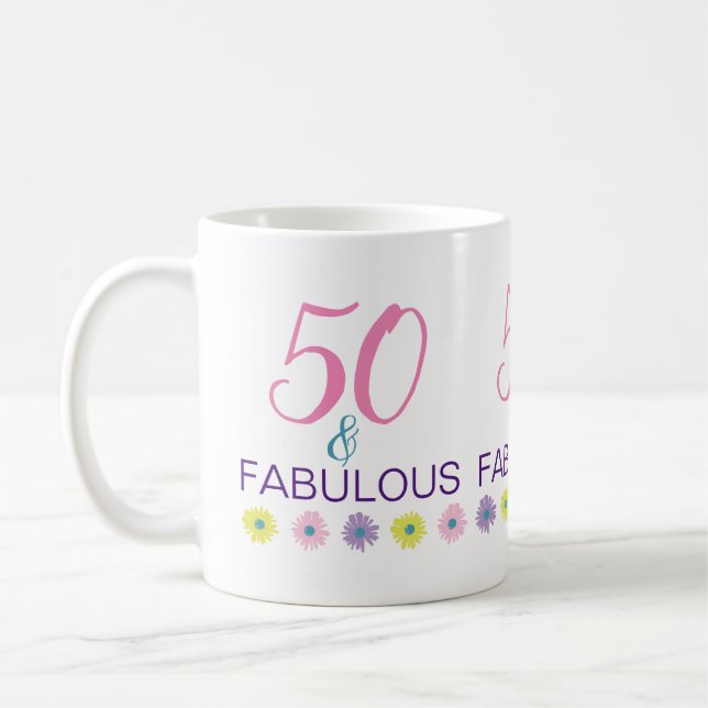 50 och fantastiskt 50-års födelsedag rolig lila kaffemugg (Vänster)