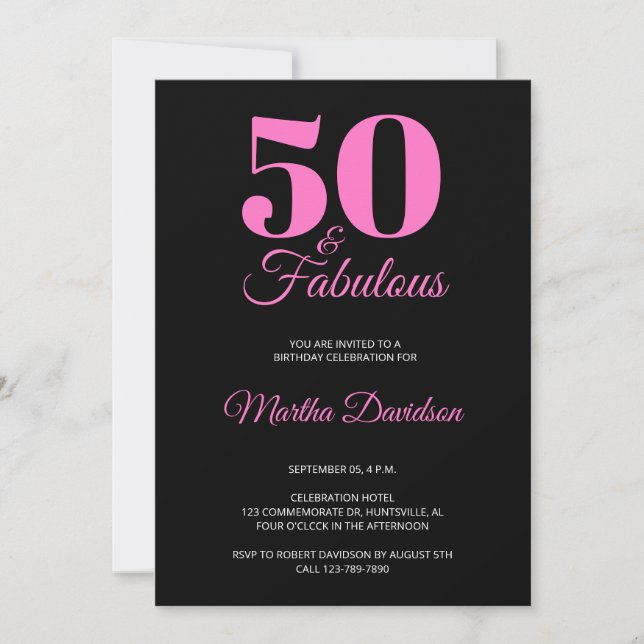 50 och fantastiskt 50-årsfest inbjudan (Framsida)