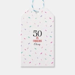 50 och färglös Födelsedagsfest Konfetti Presentetikett