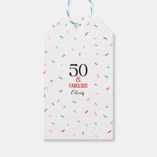 50 och färglös Födelsedagsfest Konfetti Presentetikett