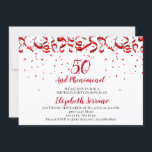 50 och fenomenets födelsedag inbjudningar<br><div class="desc">50 och fenomenalt rödband och konfetti på vitt med ett trendig-skripttypsnitt för din 50:e födelsedagsfest. Framtida och modern.. stil. Anpassa med din information. Anpassa för alla åldrar. 30,  40,  60,  70,  80 och senare. Se fullt på: https://www.zazzle.com/collections/red_ribbon_streamers_confetti_birthday_invites-119242399560098624</div>