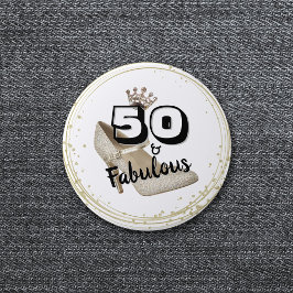 50 och fetthaltig Guld-födelsedag Knapp