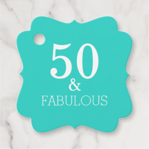 50 och flytande Födelsedagsfest Turkos Cute Gåvor Etiketter