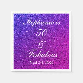 50 och födelsedag Ombre Rosa Lila Glitter Pappersservett